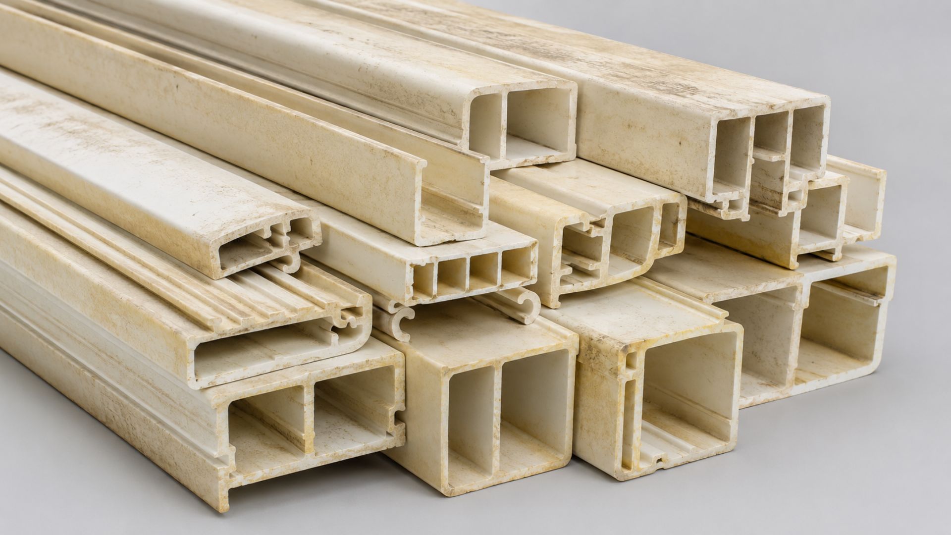 Yellowed PVC profile caused by poor UV and heat resistance