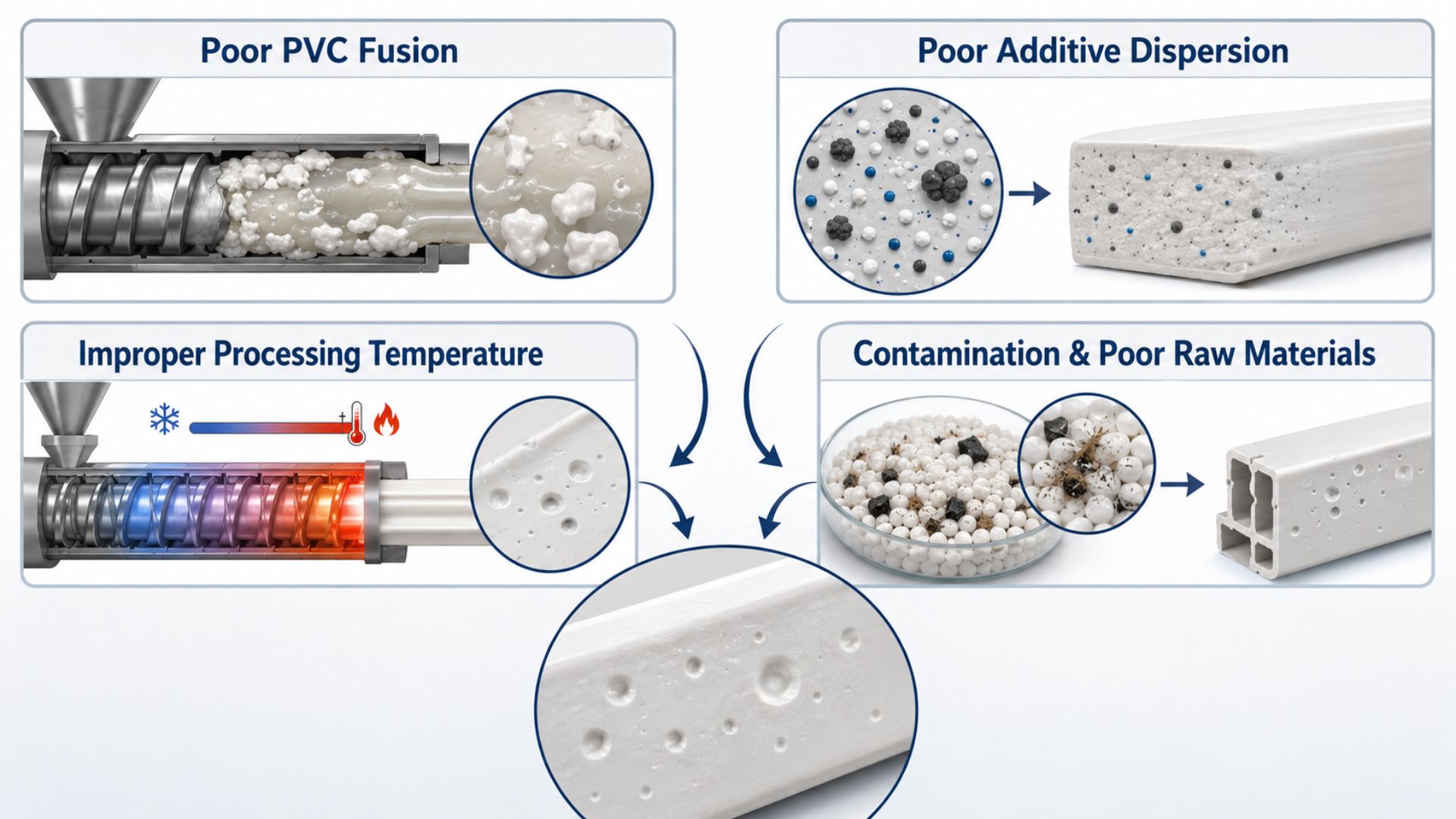 Common causes of fish eyes in PVC products during extrusion processing