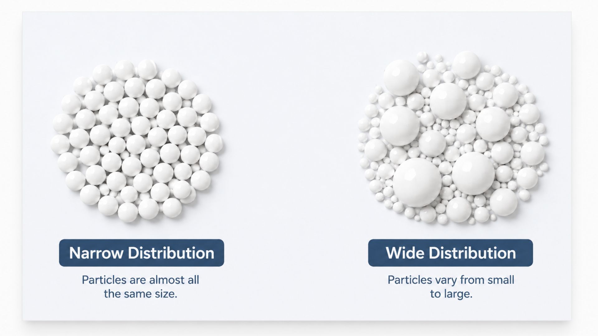 Two GCC grades can have the same D50 but very different particle size distributions
