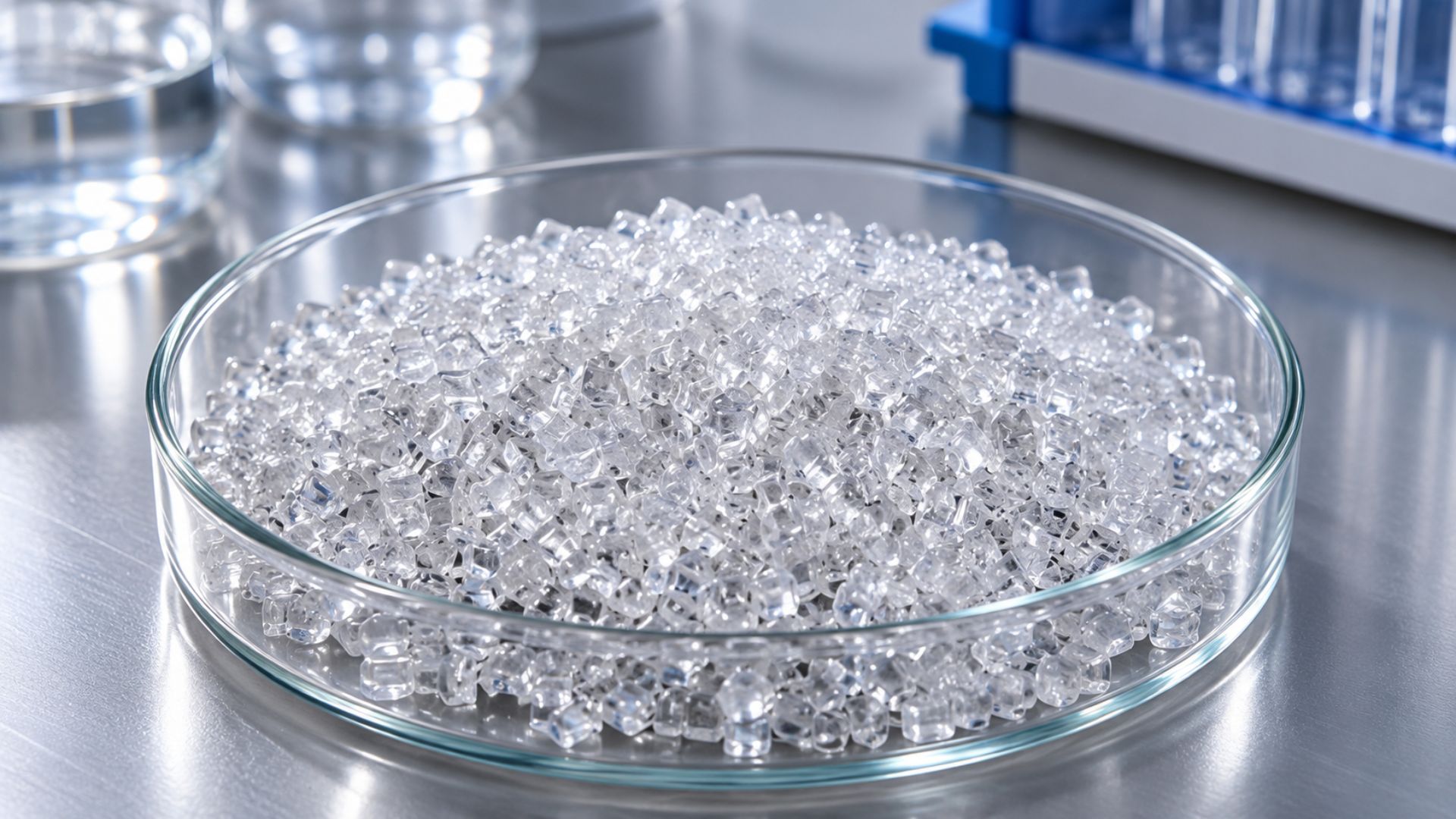 PS resin in its typical pellet form, suitable for thermoplastic processing and manufacturing applications