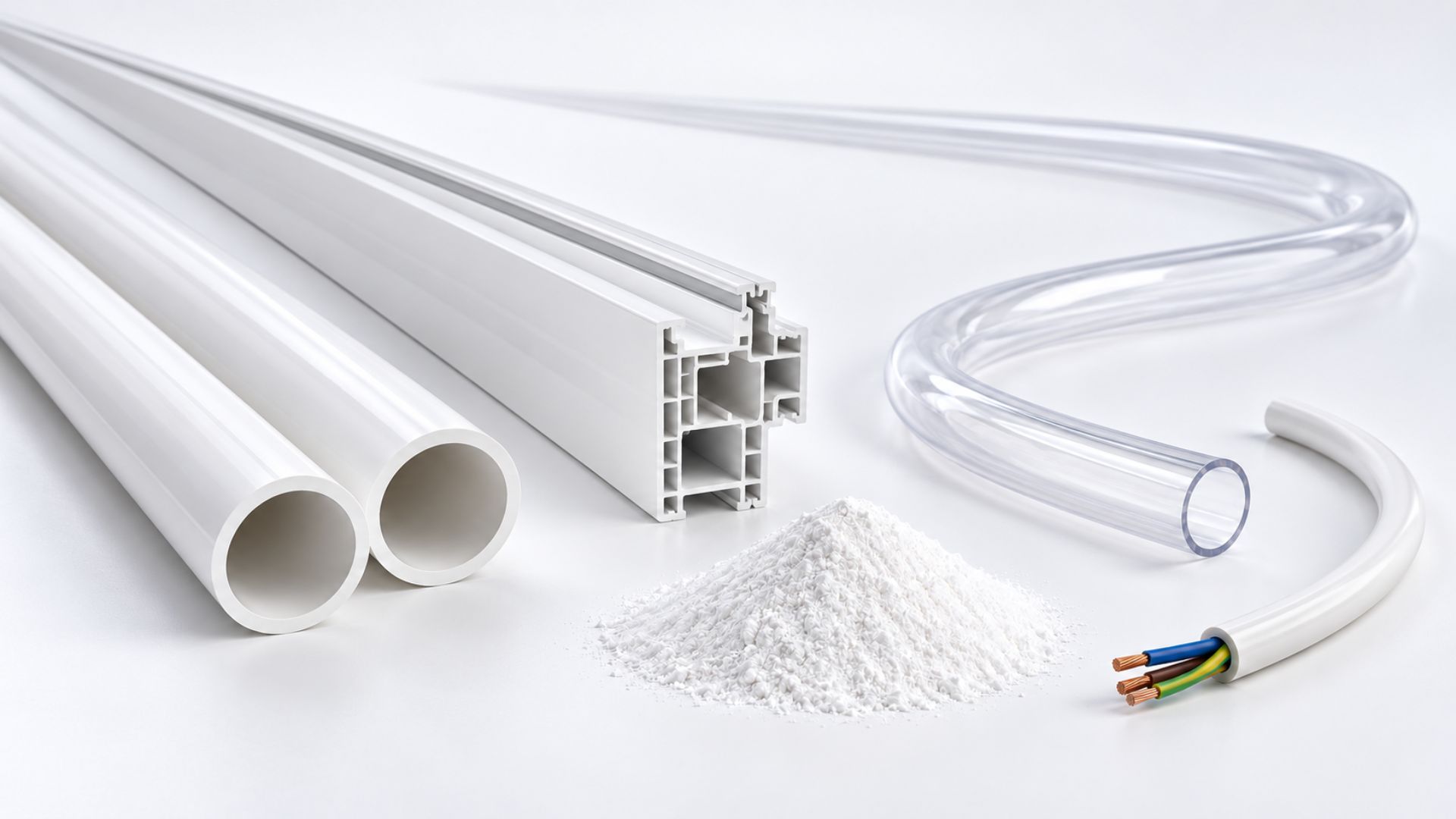 Rigid and flexible PVC applications, including pipes, profiles, flexible tubing, and cable insulation.